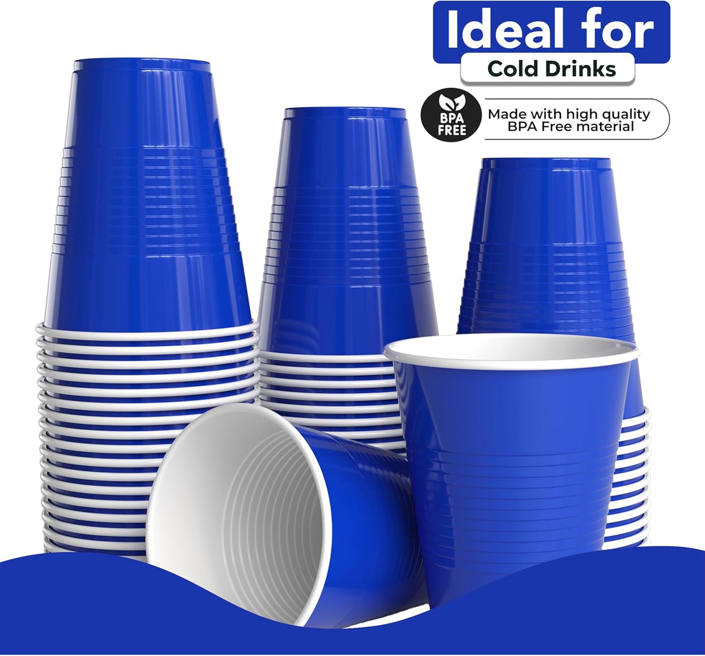 18 Oz Dark Blue Plastic Cups For Party Supplies 50 Pack | Dark Blue Disposable Cups Plastic | Disposable Drinkware For Parties, Events & Everyday