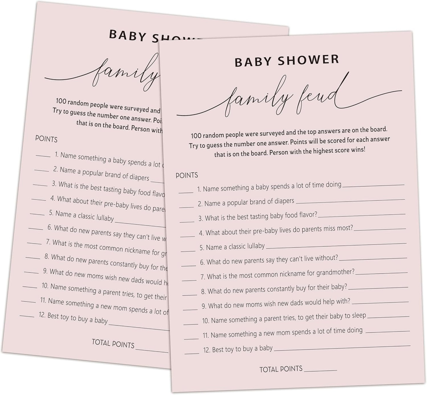 Baby Shower Family Feud Game - Pack of 30 Game Cards 1 Answer Key, Baby Shower Game for Boy & Girl, Gender Neutral Baby Shower Decorations, Baby Feud Game Supplies-07A-Indipink