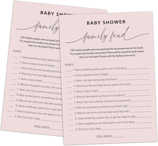 Baby Shower Family Feud Game - Pack of 30 Game Cards 1 Answer Key, Baby Shower Game for Boy & Girl, Gender Neutral Baby Shower Decorations, Baby Feud Game Supplies-07A-Indipink
