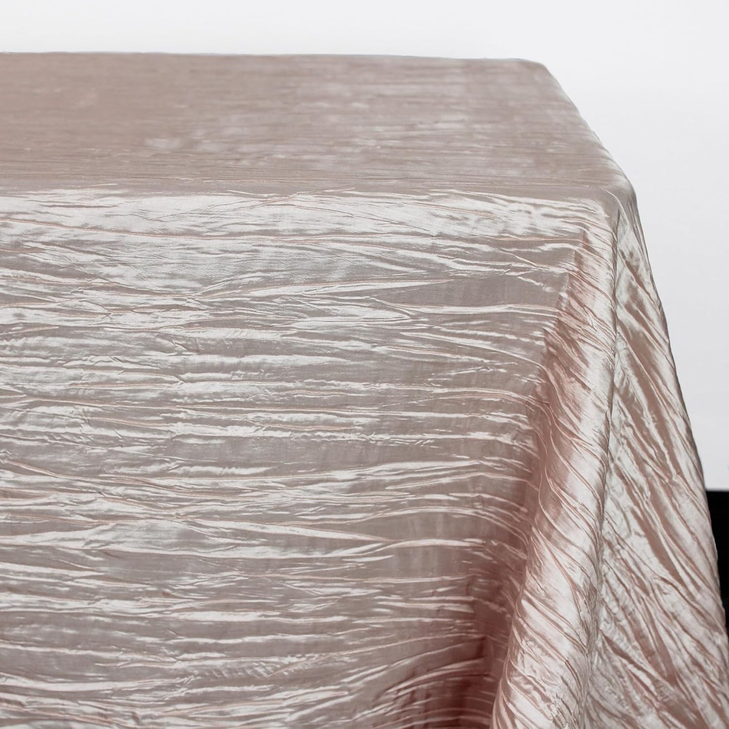 YOUR CHAIR COVERS - 60 x 102 inch Rectangular Crinkle Taffeta Tablecloth - Blush, Rectangle Table Linens for 6 ft Rectangular Tables, Wedding Crushed Table Cloth