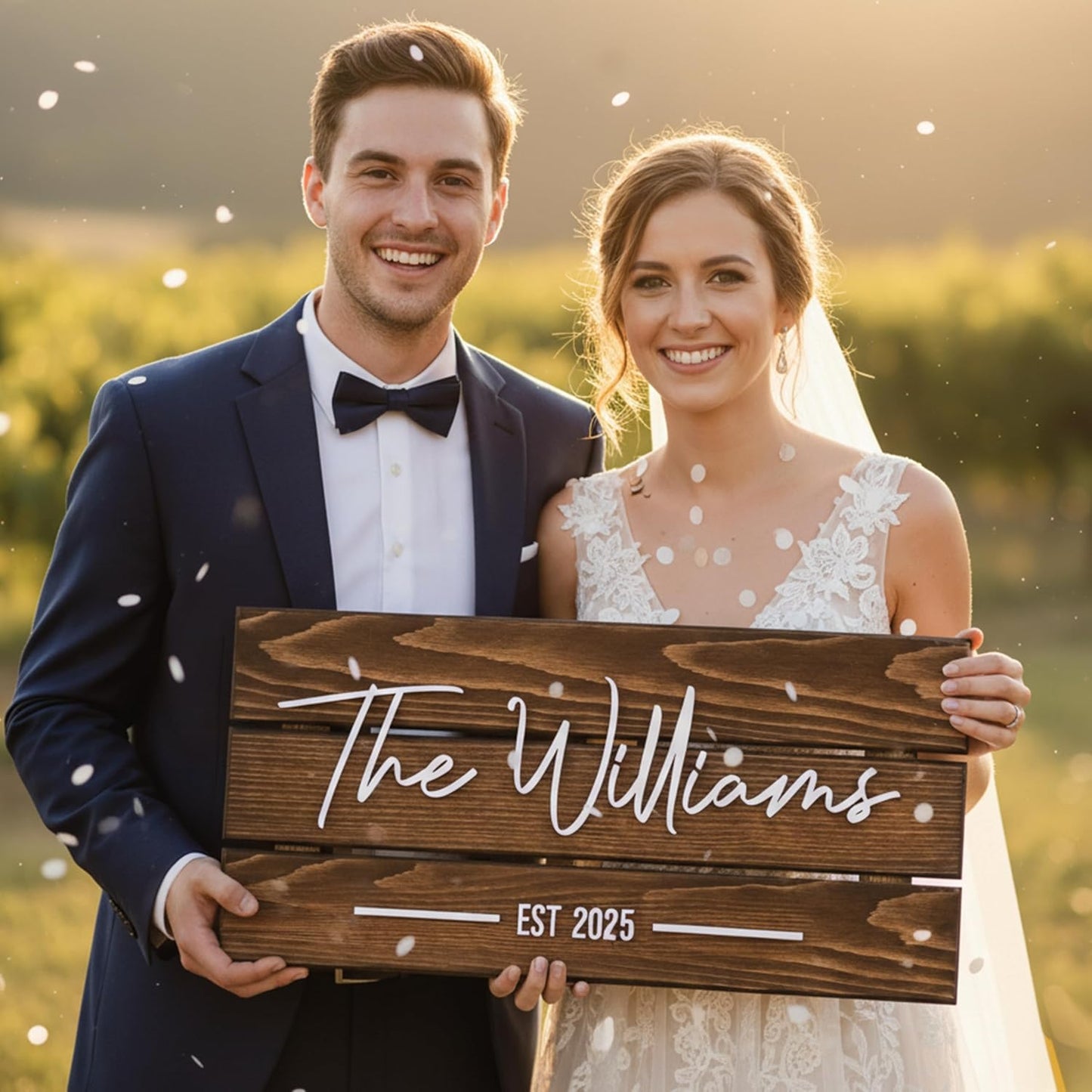 Wooden Name Sign Personalized and Custom, Solid Rustic Wood, Wedding Gifts for Couples, Home, Office, Family Last Name Established Signs, Est. Date Sign 23x10"