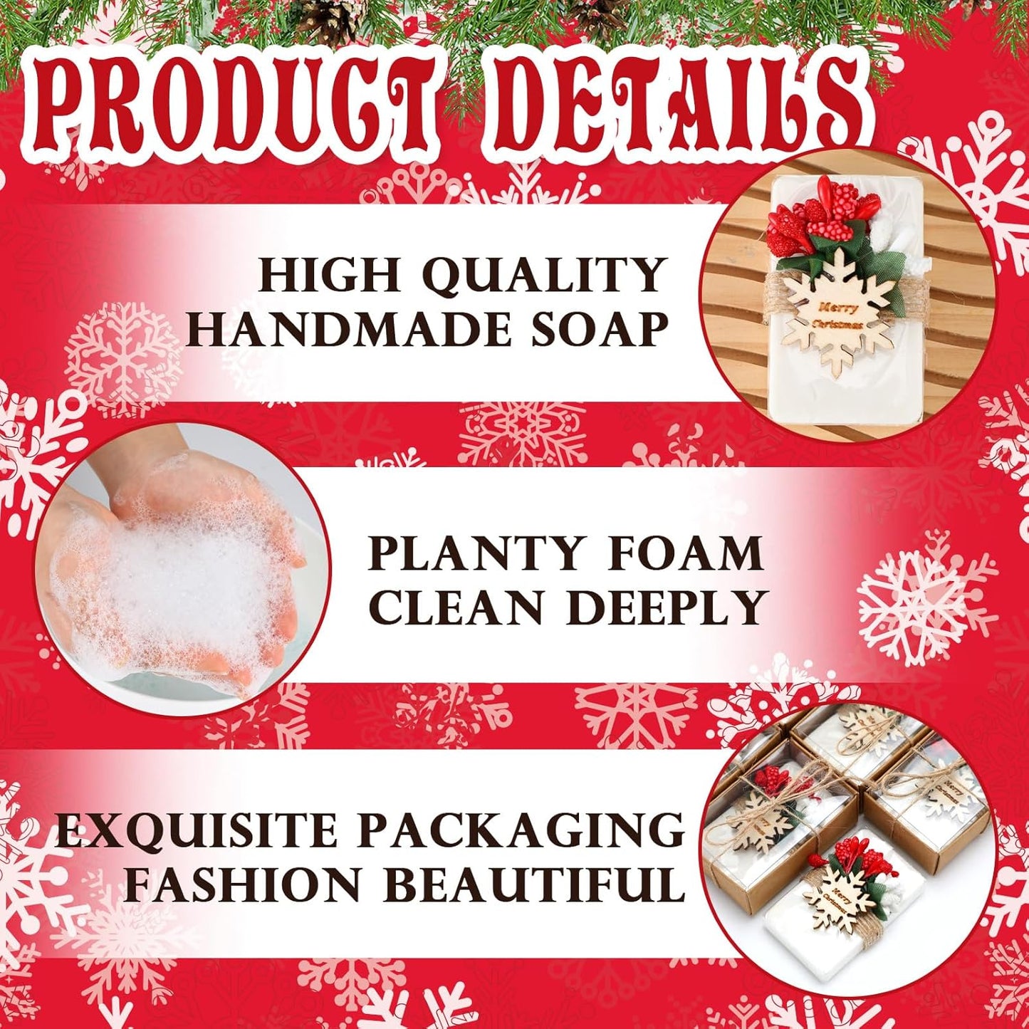 Demissle 30 Pcs Christmas Mini Scented Soap Christmas Party Favors Gifts Handmade Natural Xmas Soap Favors for Guests in Bulk for Xmas New Year Party