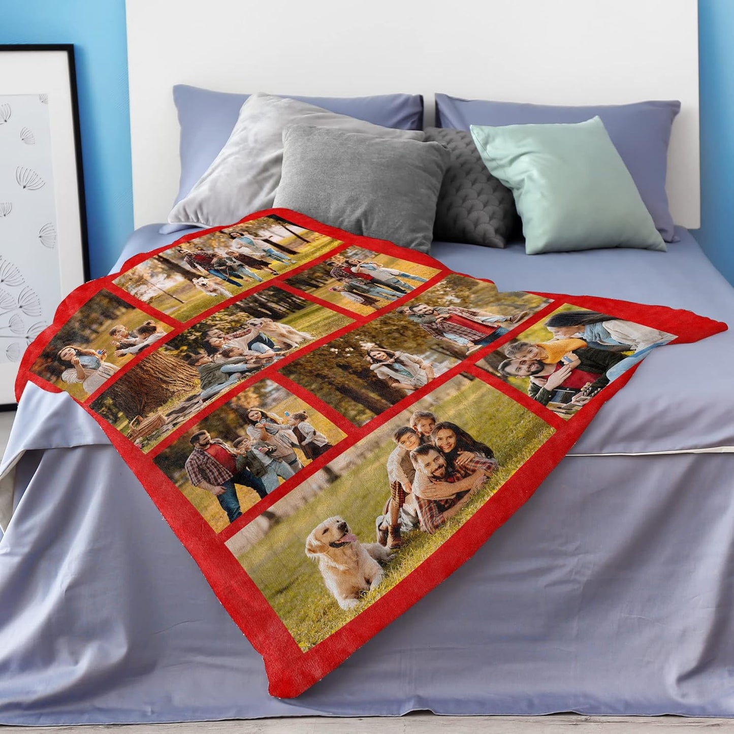Custom Blanket with Photos Personalized Picture Throw Blankets Gifts for Women Lover Friend Customized Picture Gifts Flannel Blanket Christmas Anniversary Birthday Wedding 40"X50" Made in USA