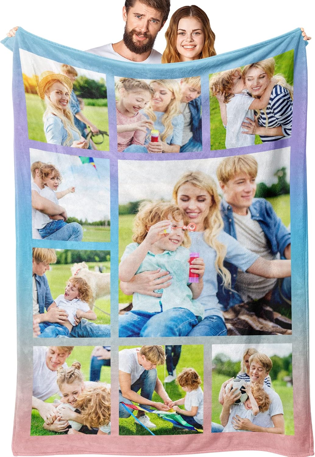 Custom Blanket with Photos Personalized Picture Throw Blankets Gifts for Women Lover Friend Customized Picture Gifts Flannel Blanket Christmas Anniversary Birthday Wedding 60"X80" Made in USA