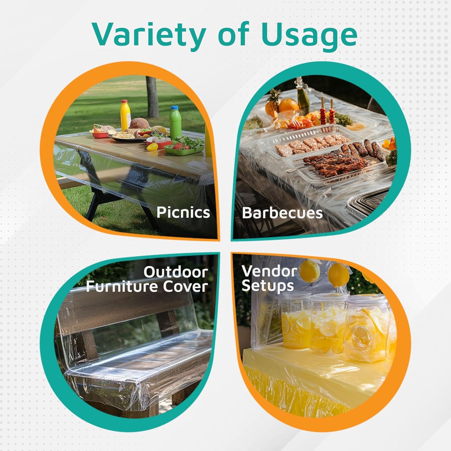 PlasticMill Clear Plastic Table Cover - Clear Plastic Table Cloth - Dining Table Protector Cover - Tablecloth for Rectangle Tables, 1.5 Mil, 66" W x 1,500" L (1-Pack)