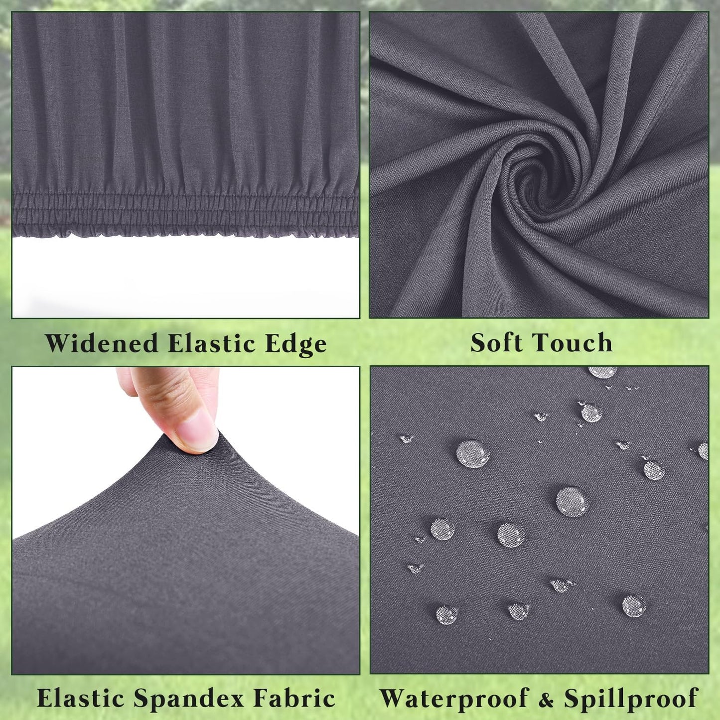 10 Pack Picnic Table Cover Outdoor Elastic Fitted Tablecloths for 8 Foot Rectangle Tables Waterproof Stretch Washable Patio Folding Spandex Table Cloth Camping Banquet Parties (Light Grey,30" x 96")