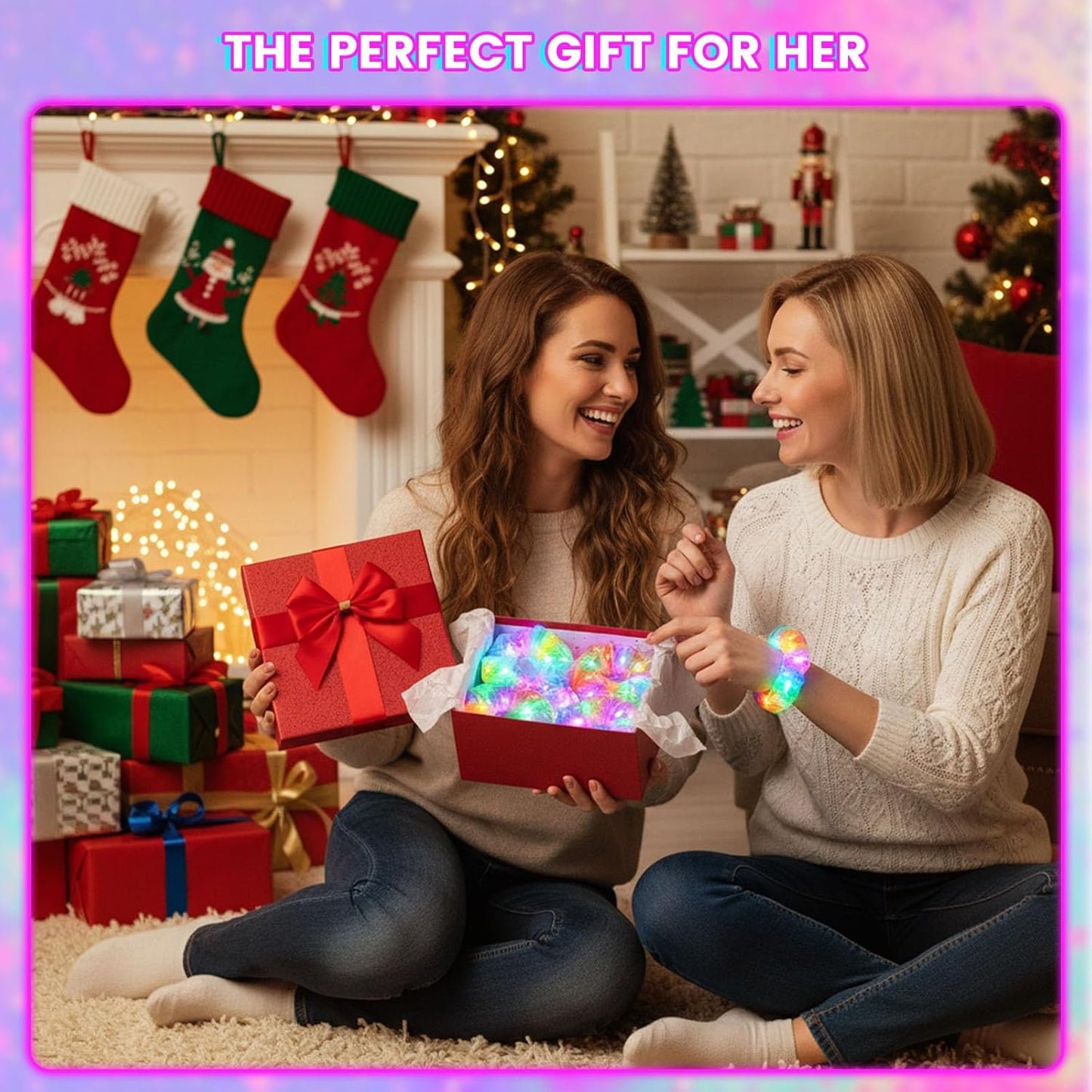 LovesTown 8PCS LED Scrunchies, Light up Scrunchies Hair Accessories Multi Light Modes Glow in the Dark Rave Outfits for Woman Girls Rave Party