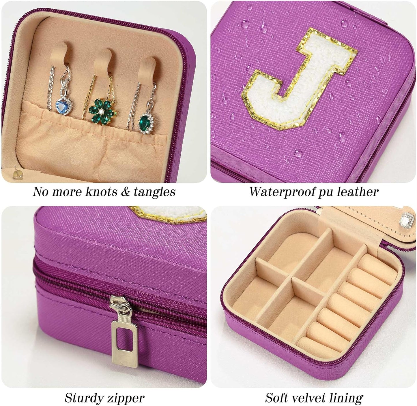 Parima Christmas Stocking Stuffers Gifts for Grandkids Women, Bridesmaid Gifts for Women | Wedding Travel Essentials Small Jewelry Box | Travel Jewelry Case - Letter S, Purple