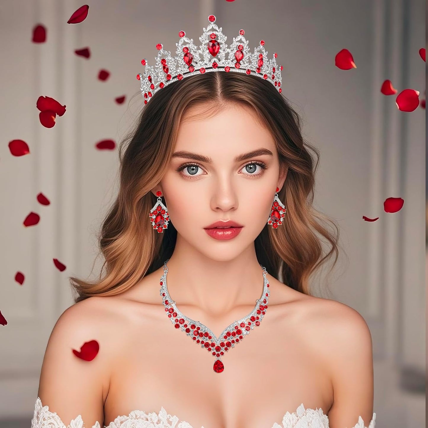 Crowns and Tiaras jewelry sets for Wedding princess birthday party Halloween Prom Pageant Jewelry for Women Crystal Bridal Jewelry Set for women