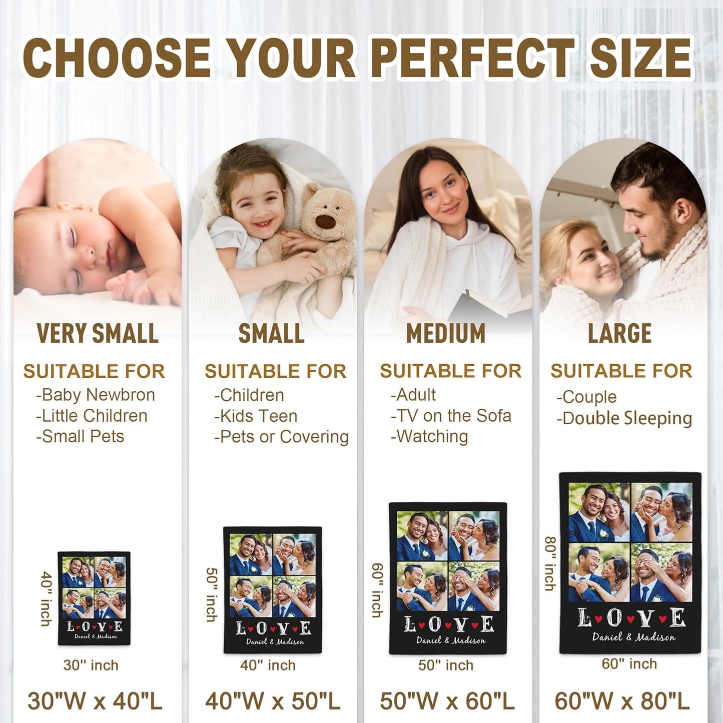 Yofair Ships Next Day, Custom Blanket with Picture Anniversary Wedding Gifts for Women Men Personalized Photo Blankets I Love You Couple Gift for Boyfriend Girlfriend Wife Husband