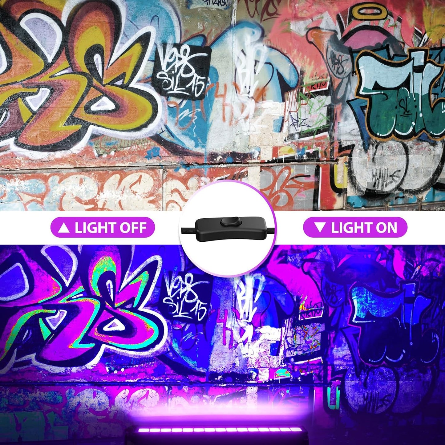 45W LED Black Light Bar,Black Lights for Glow Party,Waterproof Blacklight with Plug & Switch, Halloween Light for Glow in The Dark Party Supplies,Bedroom,Body Paint,Stage Lighting,2 Pack