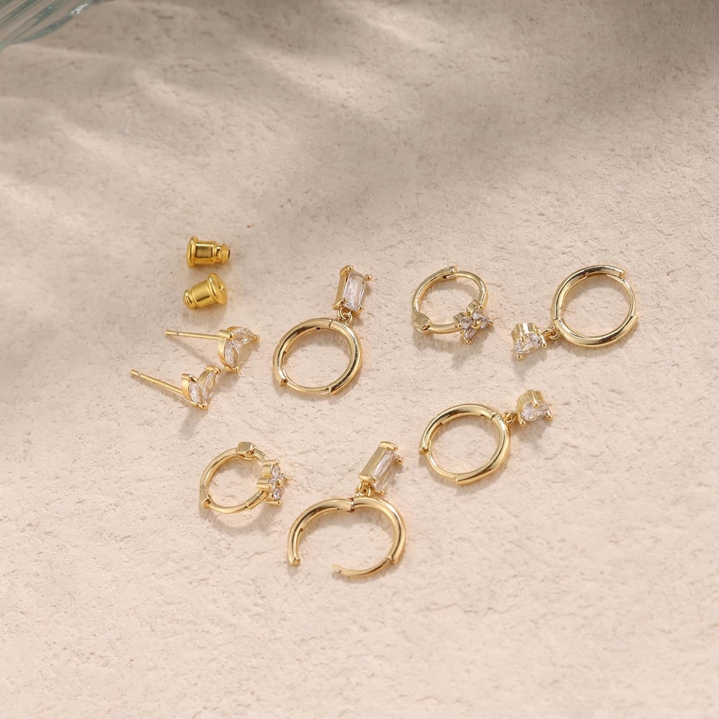 Gold Earrings for Women, 14k Gold Plated Dangle Huggie Earrings for Women Trendy Dainty Gold Hoop Earring Stacks Hypoallergenic Pearl Chain Drop Cartilage Earring Fashion Womens Jewelry