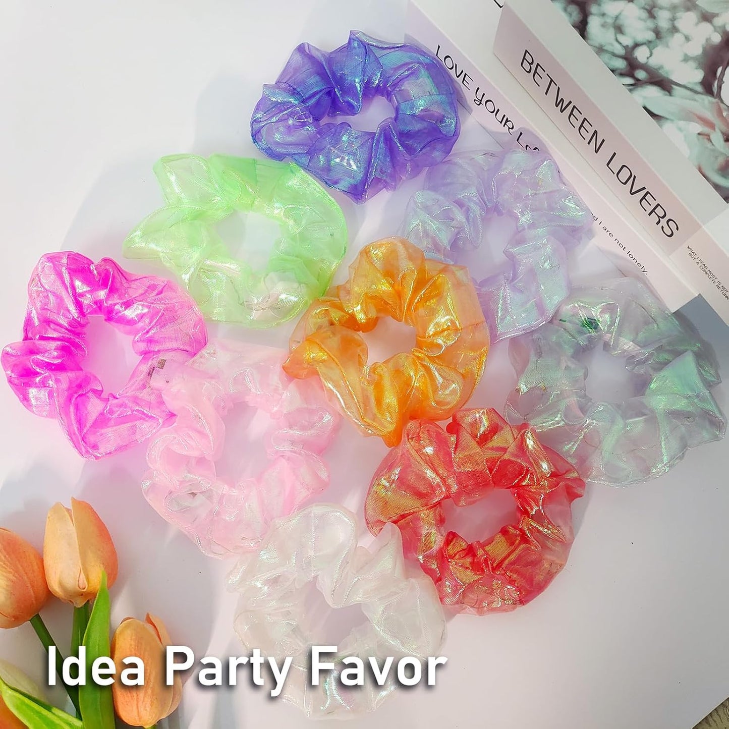 18 Pcs Light Up Mermaid Scrunchies, LED Hair Scrunchy for Girl & Women, Multi Light Modes, Glow in the Dark Accessories for Rave Neon Slumber Party