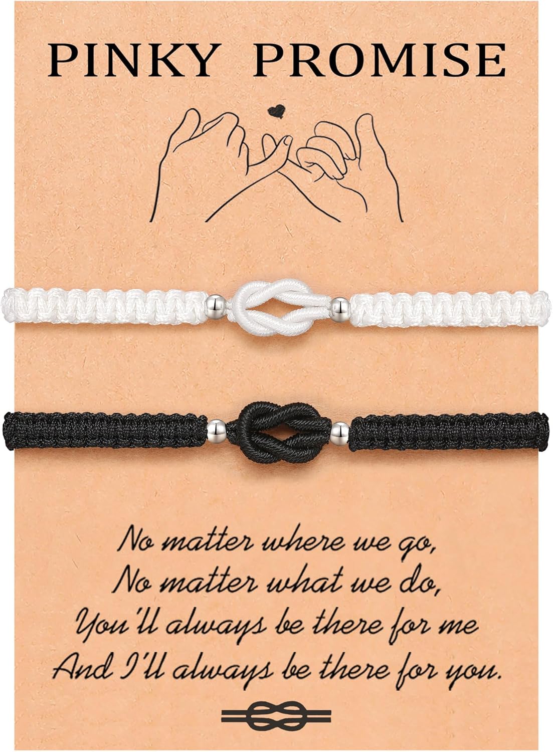 UNGENT THEM Pinky Promise Knot Couples Bracelets Anniversary Christmas Valentines I Love You Gifts for Boyfriend Girlfriend Women Men