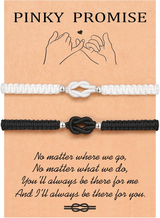 UNGENT THEM Pinky Promise Knot Couples Bracelets Anniversary Christmas Valentines I Love You Gifts for Boyfriend Girlfriend Women Men