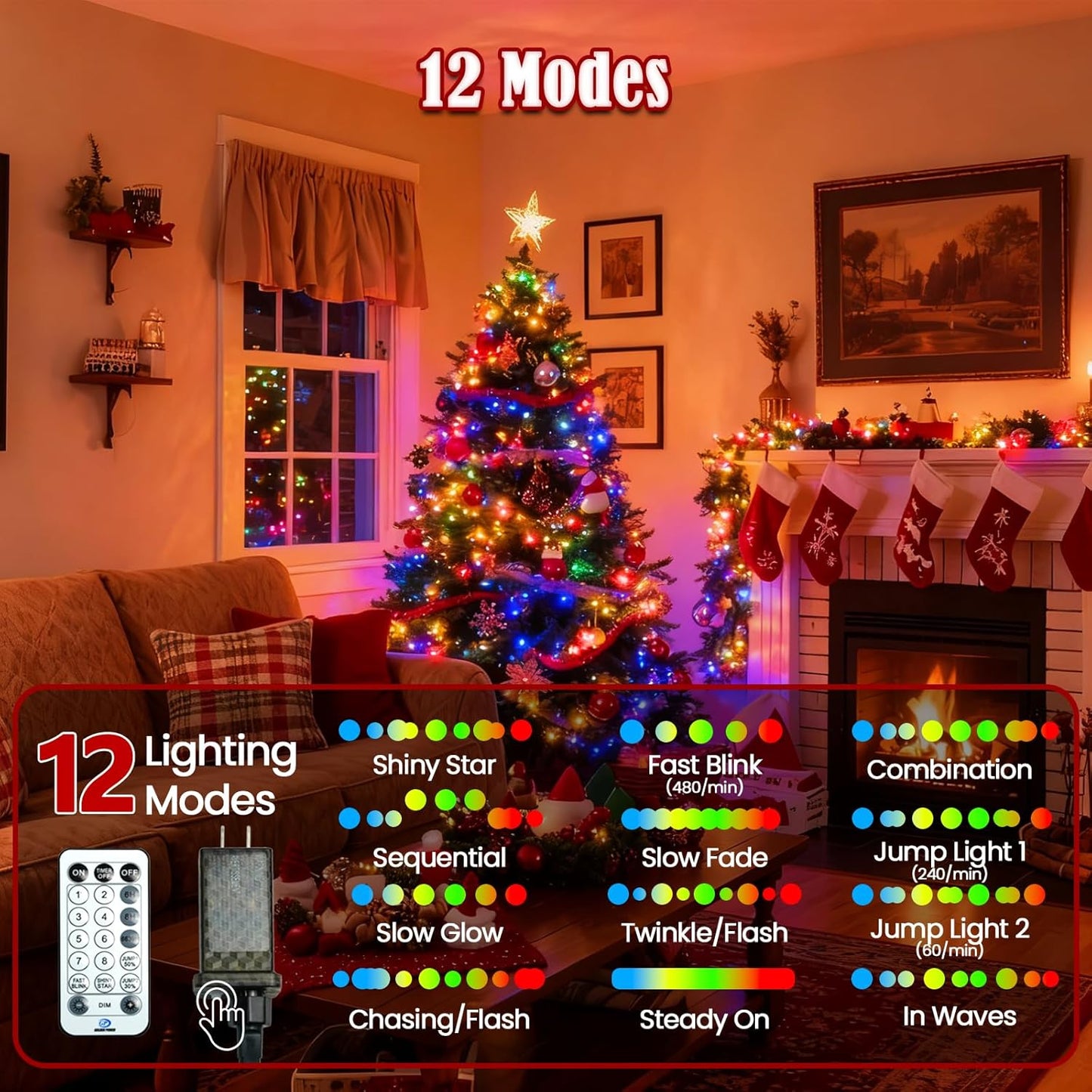 Voice Control 88ft 240LED Smart Christmas String Lights Outdoor/Indoor | String Lights Plug in with Remote, 12Modes, 7Voice Commands & Timers, Christmas Twinkle Light for Xmas Tree Decor (Multicolor)