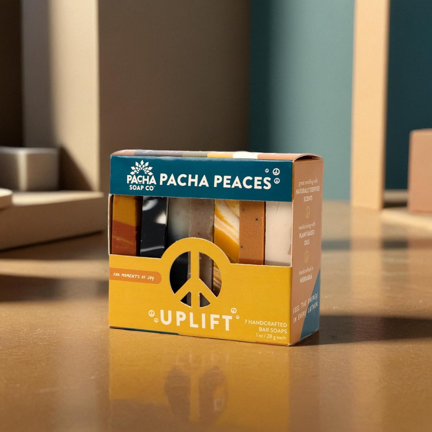 Pacha Soap Co. Bar Soap, Pacha Peaces, Uplift, 2-Pack (4 oz ea) - Premium, Handcrafted, Hydrating, Natural Hand Cleanser, Face & Body Wash, Soothing Essential Oils