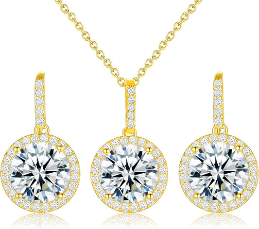 Sparkly Earrings Necklace Jewelry Set For Women Bride Bridesmaids Bridal Wedding Party Prom Jewelry Birthday Gift