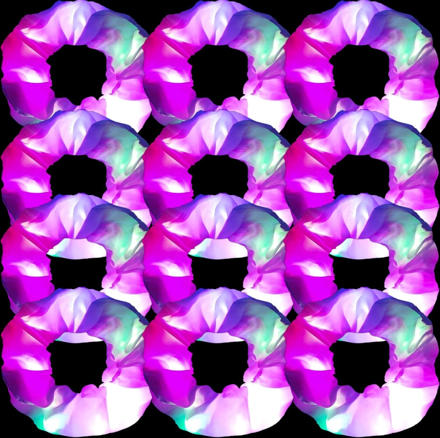 12 Pcs LED Scrunchies 3 Light Modes Elastic Glow Hair Ties Suitable for Neon Parties Light up Hair Scrunchies for Women