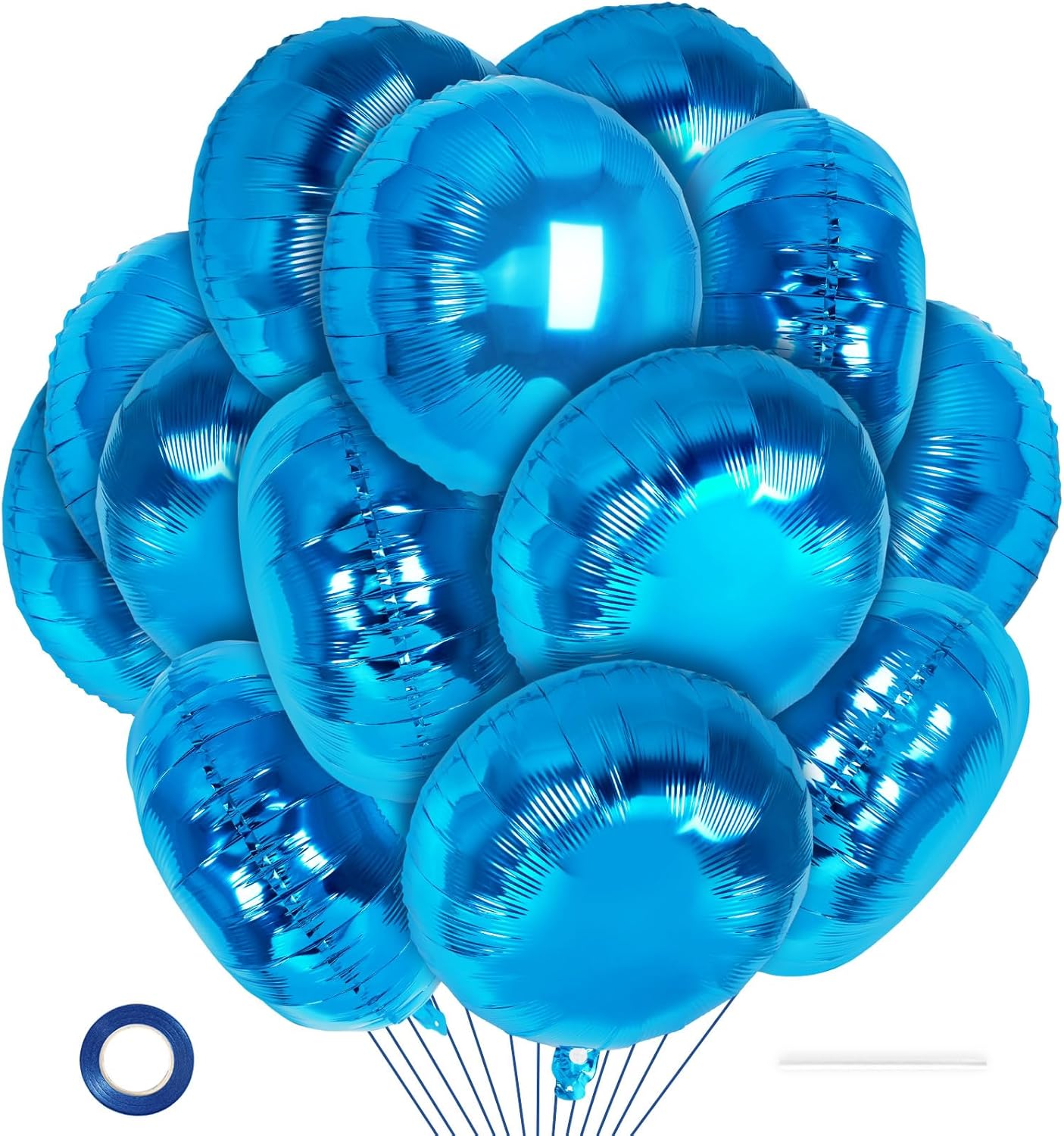20 Pcs Blue Round Shaped Balloons,18 Inch Round Foil Balloon,Giant Round Mylar Balloon Helium Balloons for Birthday Party Baby Shower Wedding Decorations (Blue)