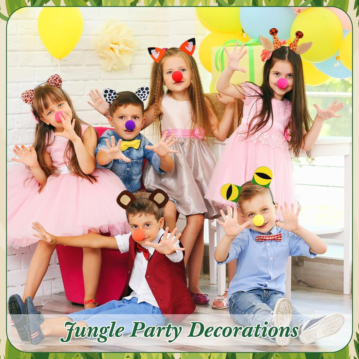 Kigeli 30 Pcs Jungle Animal Safari Ears Headbands for Hair Hoops Photo Booth Props One Birthday Halloween Favors