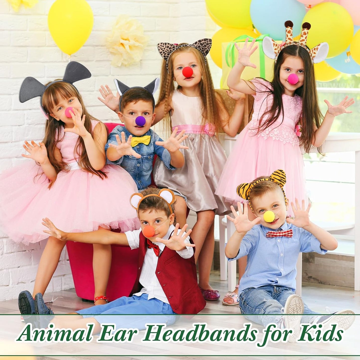 Kigeli 30 Pcs Jungle Animal Safari Ears Headbands for Hair Hoops Photo Booth Props One Birthday Halloween Favors