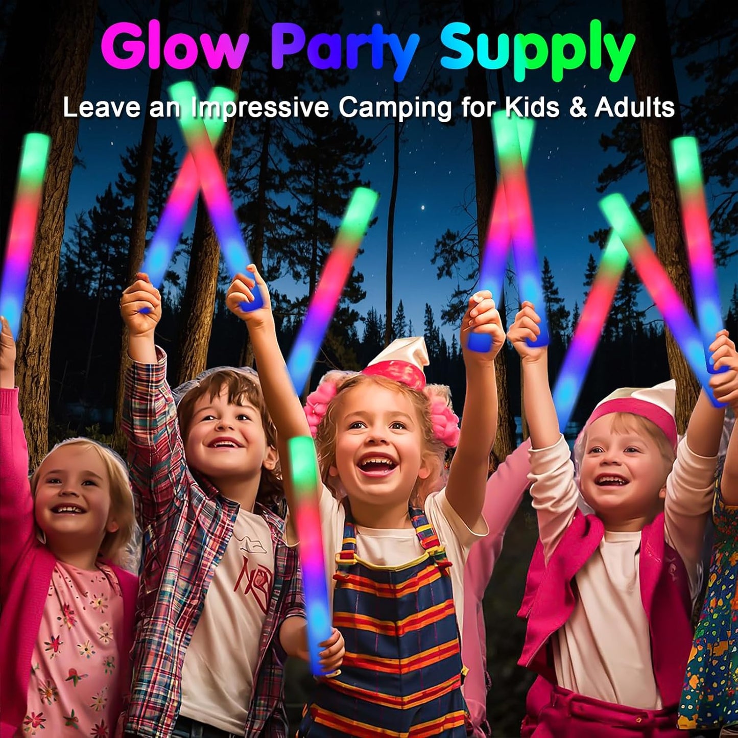 112 PCS Foam Glow Sticks, Foam Light Up Sticks Party Supplies with 3 Mode Colorful Flashing, Glow Sticks Bulk Party Pack, Led Foam Sticks for Birthday, Wedding, New Year, Carnival, Concert