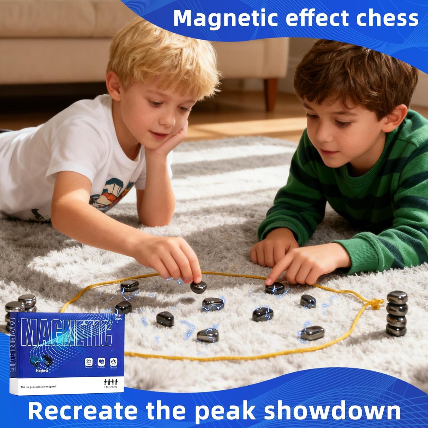 Magnetic Chess Game with Stones，Magnetic Chess Strategy Game for Kids and Adults，Travel-Friendly Family Game for Parties and Home Use