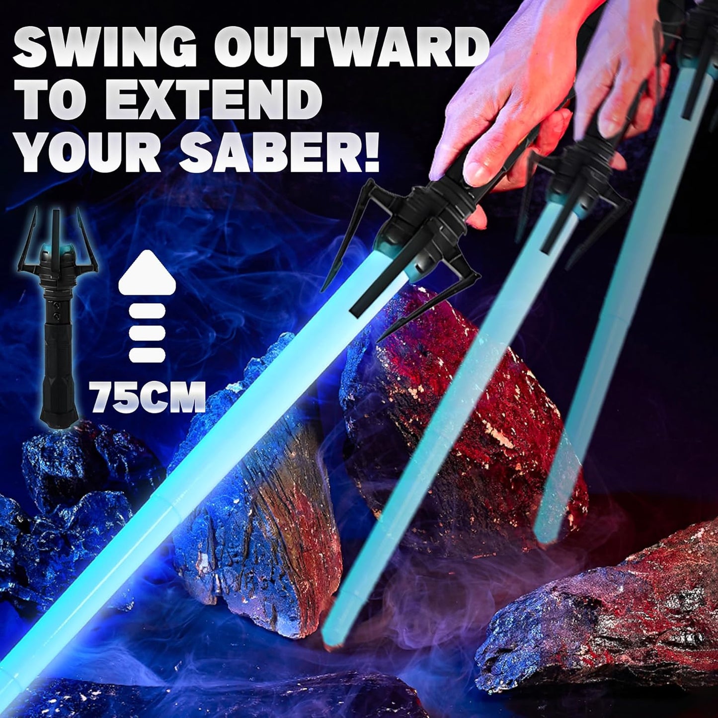 SANCO Light Up Sabers for Kids - 4 Pack 7 Colors Retractable Mechanical Claw Power Swords with FX Sound, Glowing Toys for Halloween Cosplay Parties, Christmas Birthday Gifts for Boys & Girls