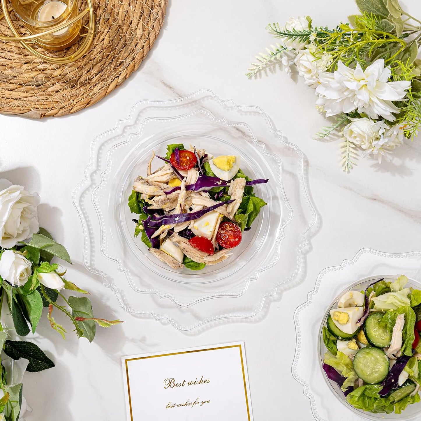 COLOSUS 60 Clear Plastic Bowls, 12 oz Disposable Soup Bowls, Premium Plastic Dessert Bowl,Heavy-duty Salad Bowl for Party, Wedding, Dinner, Christmas, Thanksgiving, and Catering