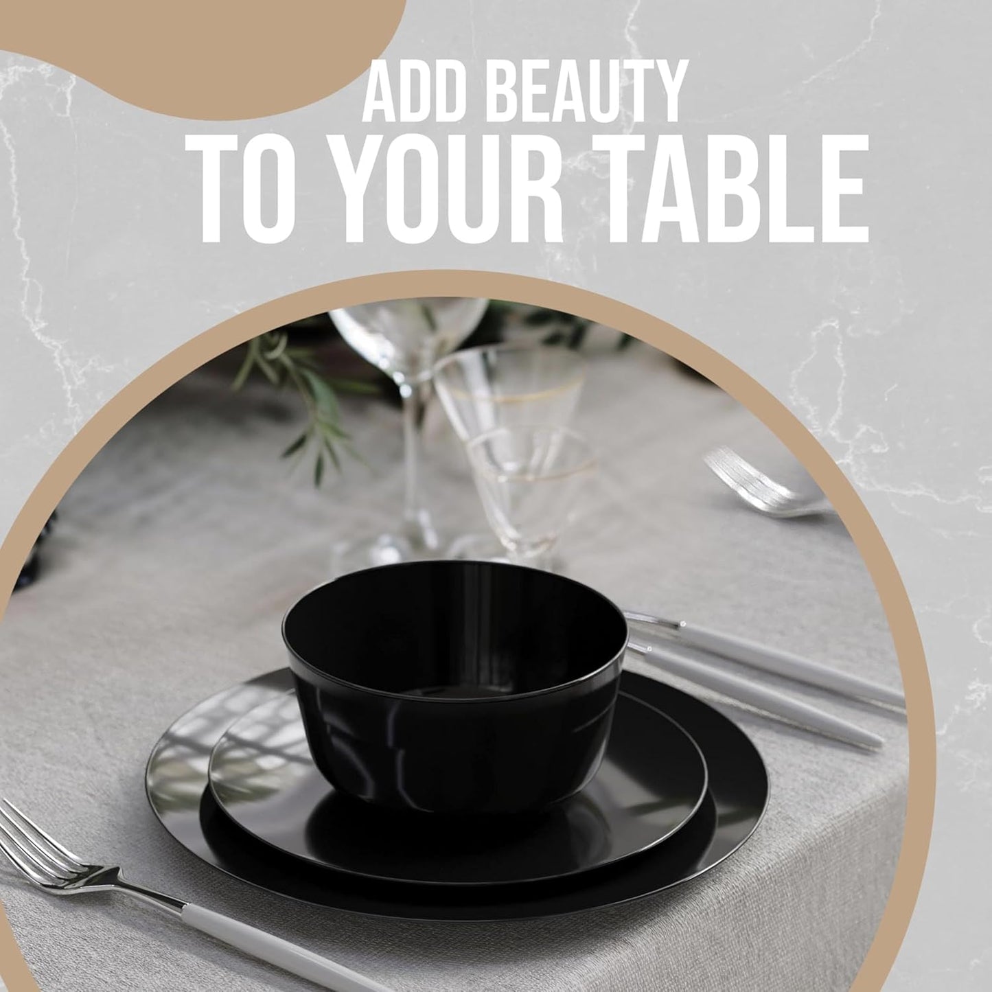 Trendables Plastic Bowls Disposable Bowls 24 Oz Bowl Set Of 20 Black Fancy Plastic Serving Dishes Perfect for Parties and Events Disposable Candy Bowl