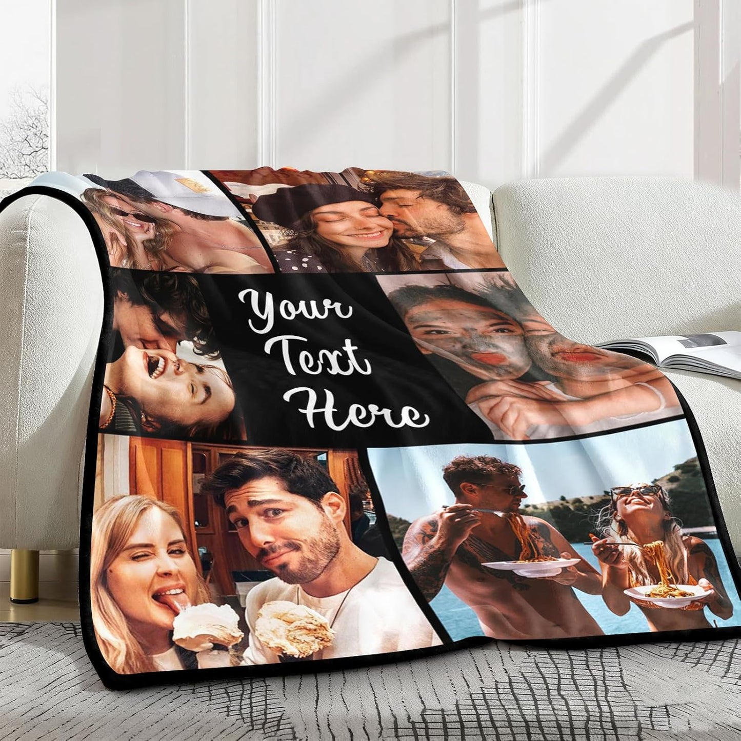 Yofair Ships Next Day, Custom Blanket with Picture Anniversary Wedding Gifts for Women Men Personalized Photo Blankets I Love You Couple Gift for Boyfriend Girlfriend Wife Husband