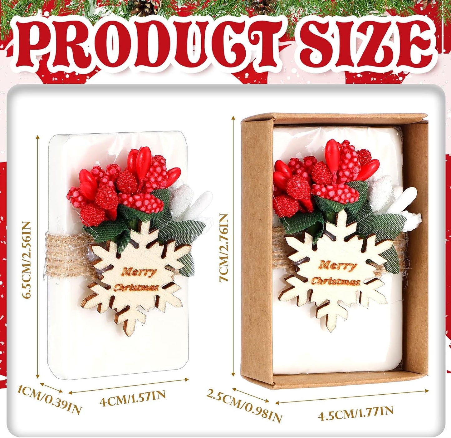 Demissle 30 Pcs Christmas Mini Scented Soap Christmas Party Favors Gifts Handmade Natural Xmas Soap Favors for Guests in Bulk for Xmas New Year Party