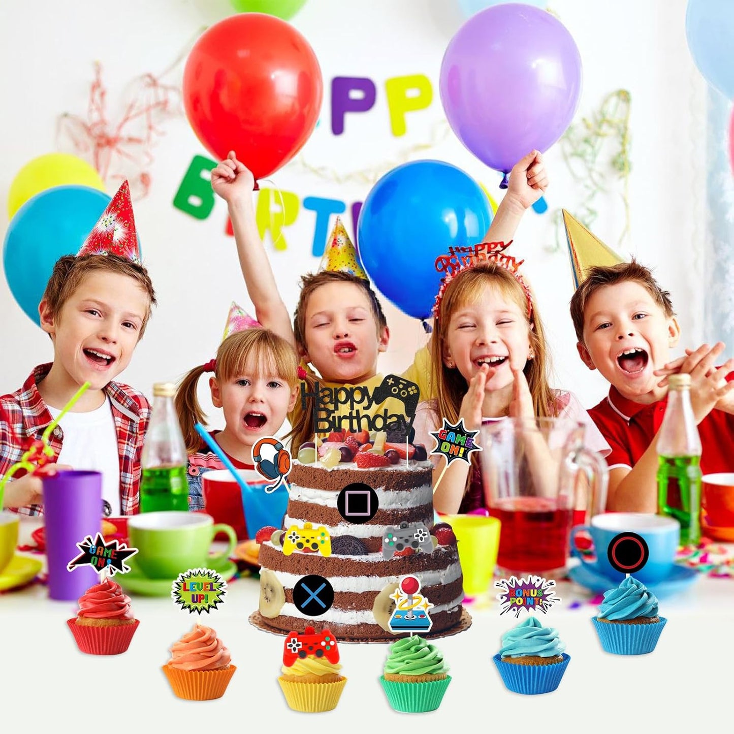 17 Pcs Video Game Cake Topper Cake Decoration Game Theme Birthday Party Supplies