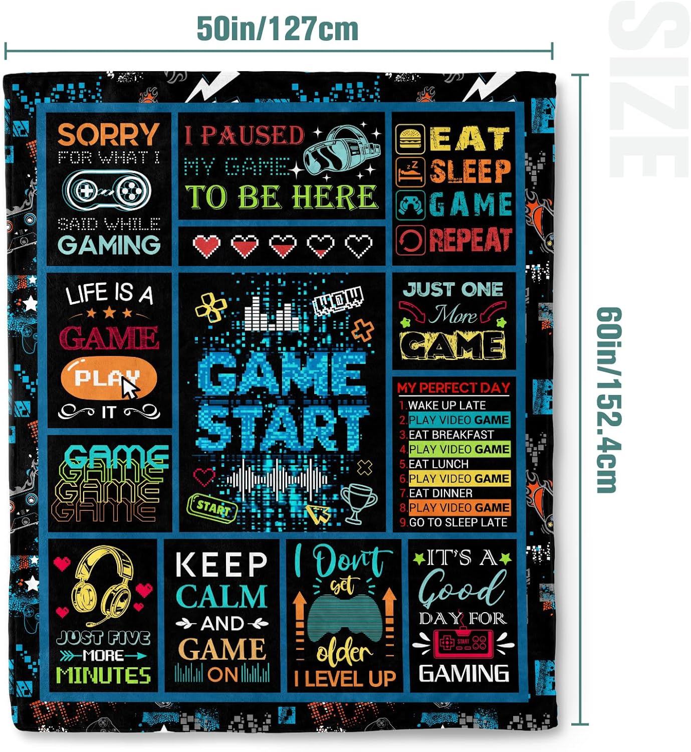Gamer Blanket Soft Gaming Blanket for Teens Adults Kids Cozy Throw for Couch Sofa Bed Ideal Gamer Gift and Room Decor(50x60 Inch)