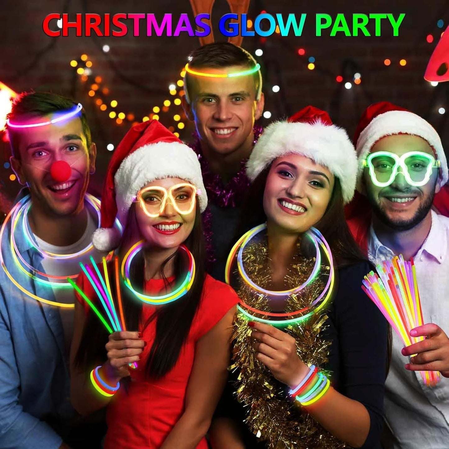 BUDI 467Pcs Glow Sticks Christmas Party Favors New Year Eve Party Supplies for Kids Adult Glow in the Dark 4th of July Accessories Neon Decors Glowsticks Bulk 8 Colors 8" with Connectors for Parties