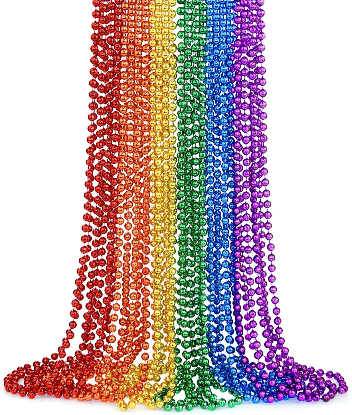 YAXINRUI 24 PCS Pride Beads Necklaces Bulk, LGBTQ Pride Beads Accessories Metallic Rainbow Bead Necklaces Stuff for Gay Lesbian Pride Month Parade Throws Pride Party Favors in 6 Colors