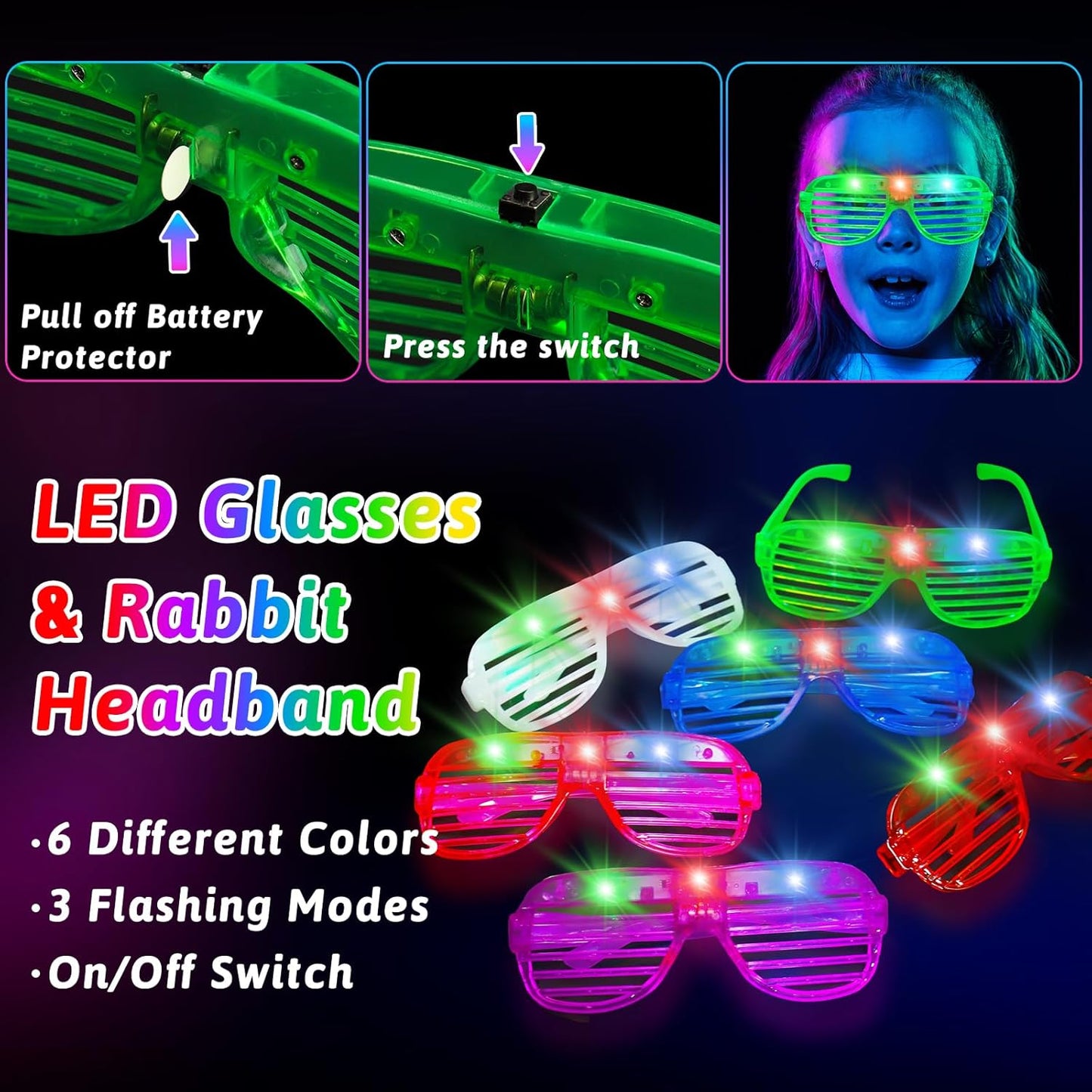 156PCS Glow in The Dark Party Supplies for Kid/Adults, Christmas LED Light Up Toys with 100 Glow Sticks Bulk Party Pack Glasses Headband Bracelet Necklaces New Year Eve Party Favors Neon Accessories