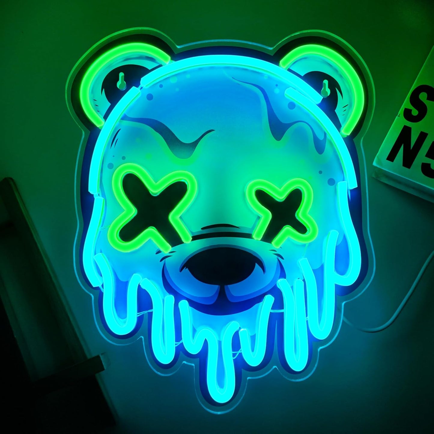Ice Bear Neon Sign, Cool Led Sign for Wall Decor - Usb Powered, Adjustable Brightness Anime Bear Led Light for Bedroom, Bar, Pub, Party, Man Cave Decor, Unique Gift for Teenage Boys