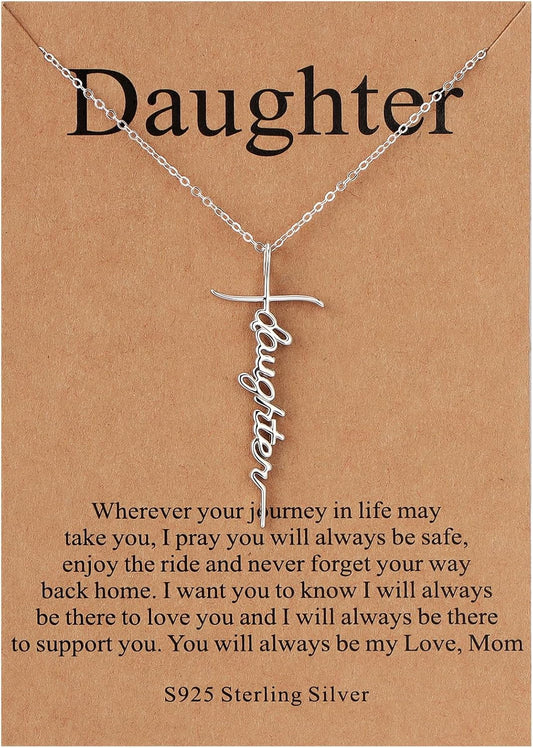 Lcherry Faith Cross Pendant Necklace for Women Religious Christian Jewelry Mother's Day Gifts for Women