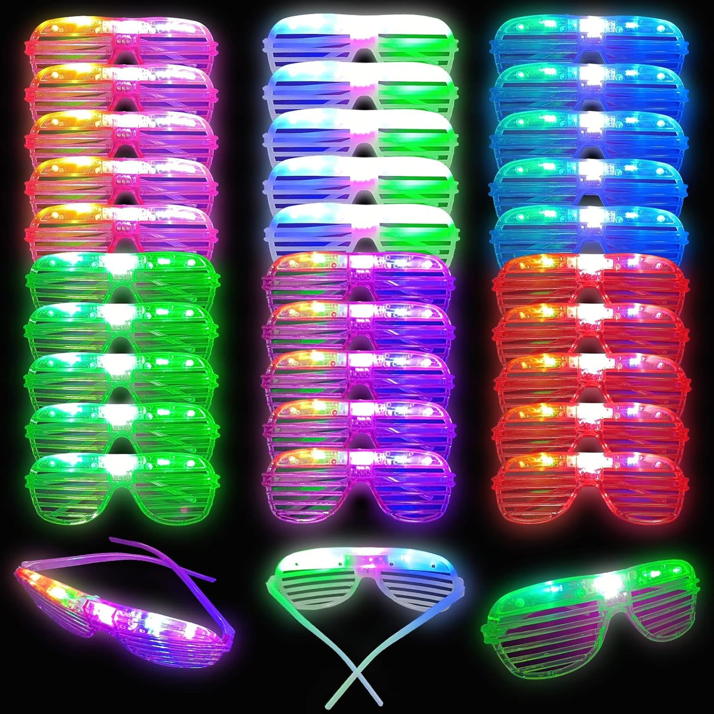 60 Pcs Glow In The Dark Glasses, 6 Colors LED Glasses Bulk Party Supplies for Kids and Adults, Glow Neon Party Favors Toys for Carnival Halloween Christmas Birthday Wedding