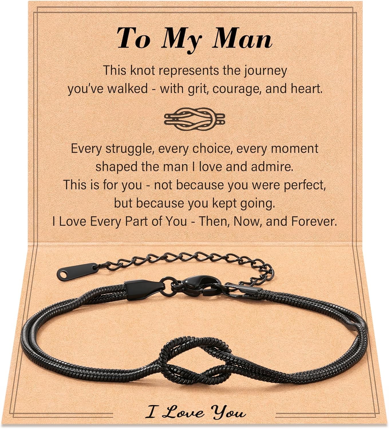 Tarsus To My Men/Husband/Son Bracelet, Black Love Knot Bracelet Jewelry Christmas Birthday Anniversary Valentine Gift Ideas