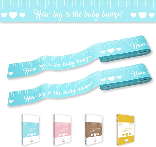 Party Hearty Funny Baby Shower Games for Boy Activities, 2 Rolls, 2 inch x 150 feet, Blue Tummy Measure, Fun & Easy Idea