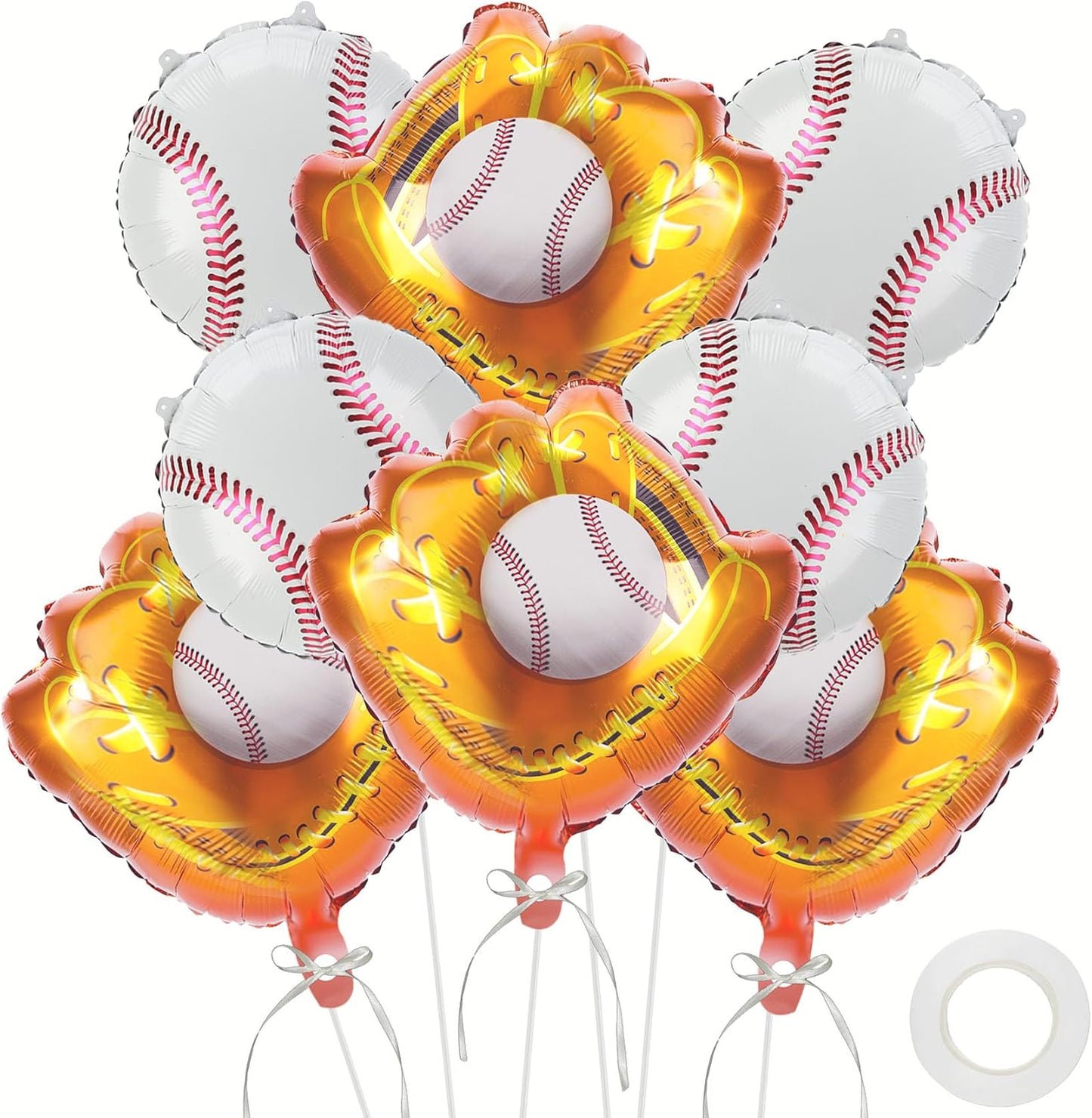 8 PCS 18 Inch Baseball Balloons Party Favors Birthday Party Decorations Supplies Baseball Lover Sport Glove Giant Balloons Christmas Mylar Foil Helium Aluminum Balloon Baby Shower Gender Reveal Theme