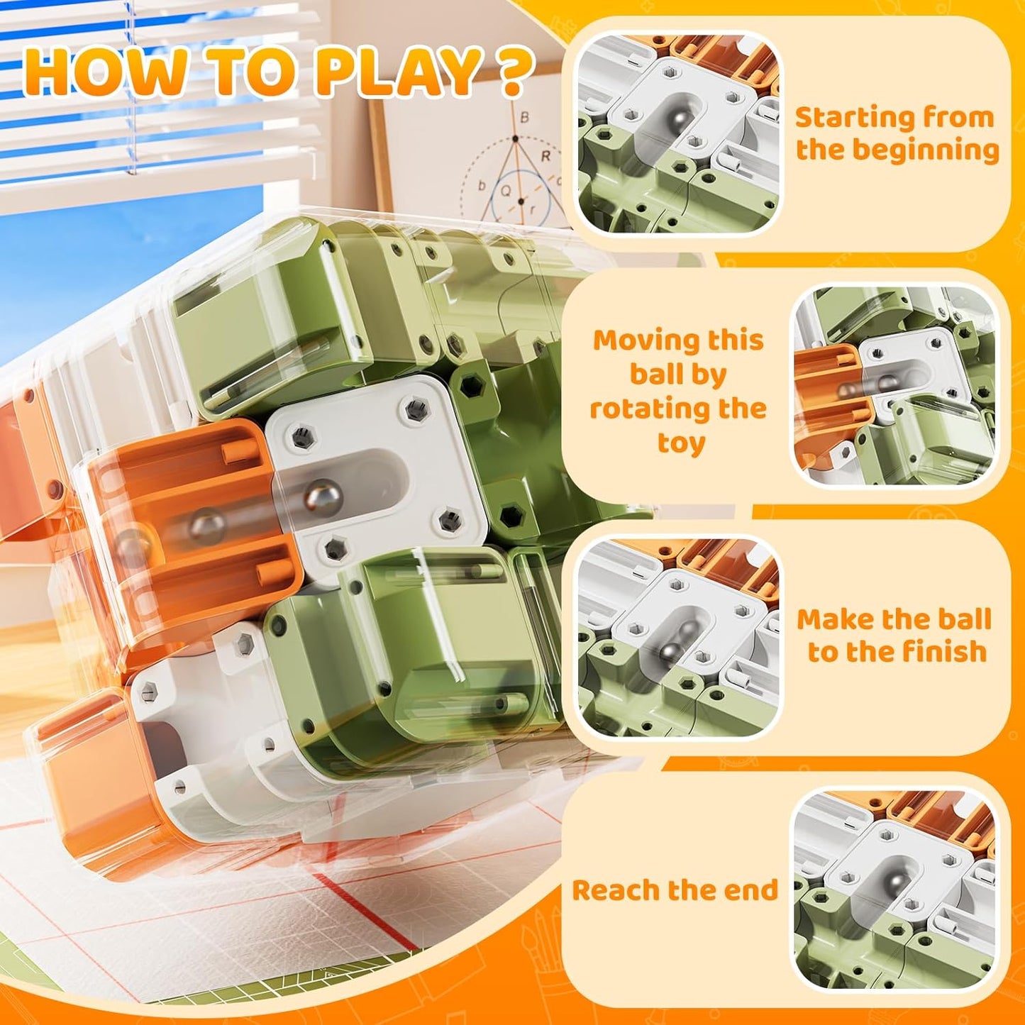 3D Cube Puzzle for Kids 8-12, Color-Match Game, Education Sensory Toys Birthday Gift for Adults Kids 8 9+ Year Old Boy