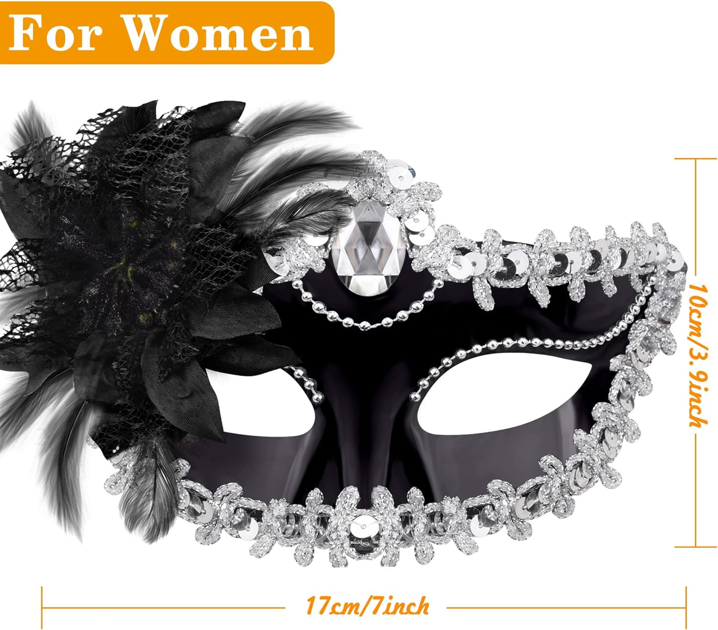 SIQUK Couple Masquerade Masks Set Venetian Party Mask Plastic Halloween Costume Mask Mardi Gras Mask for Women and Men