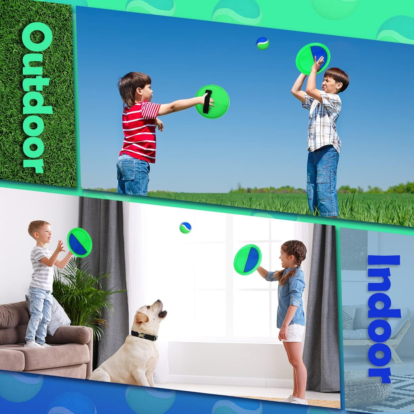 Charniol Kids Toys Toss and Catch Game Set 12 Paddles 6 Balls Beach Game Outdoor Ball Sports Games Toss and Catch Ball Set with Paddles Ball Nylon Catch Toys for Kids Adults