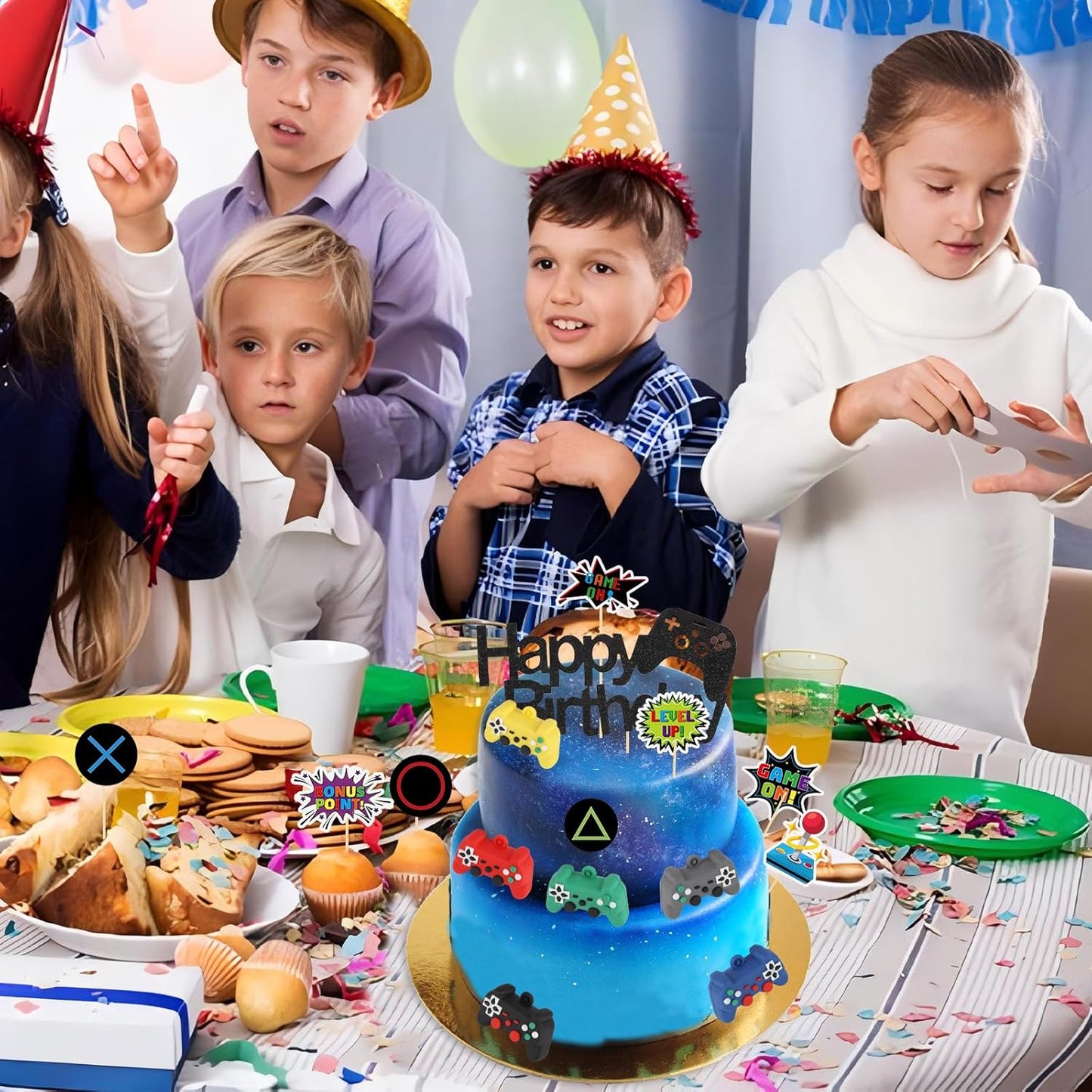 17 Pcs Video Game Cake Topper Cake Decoration Game Theme Birthday Party Supplies