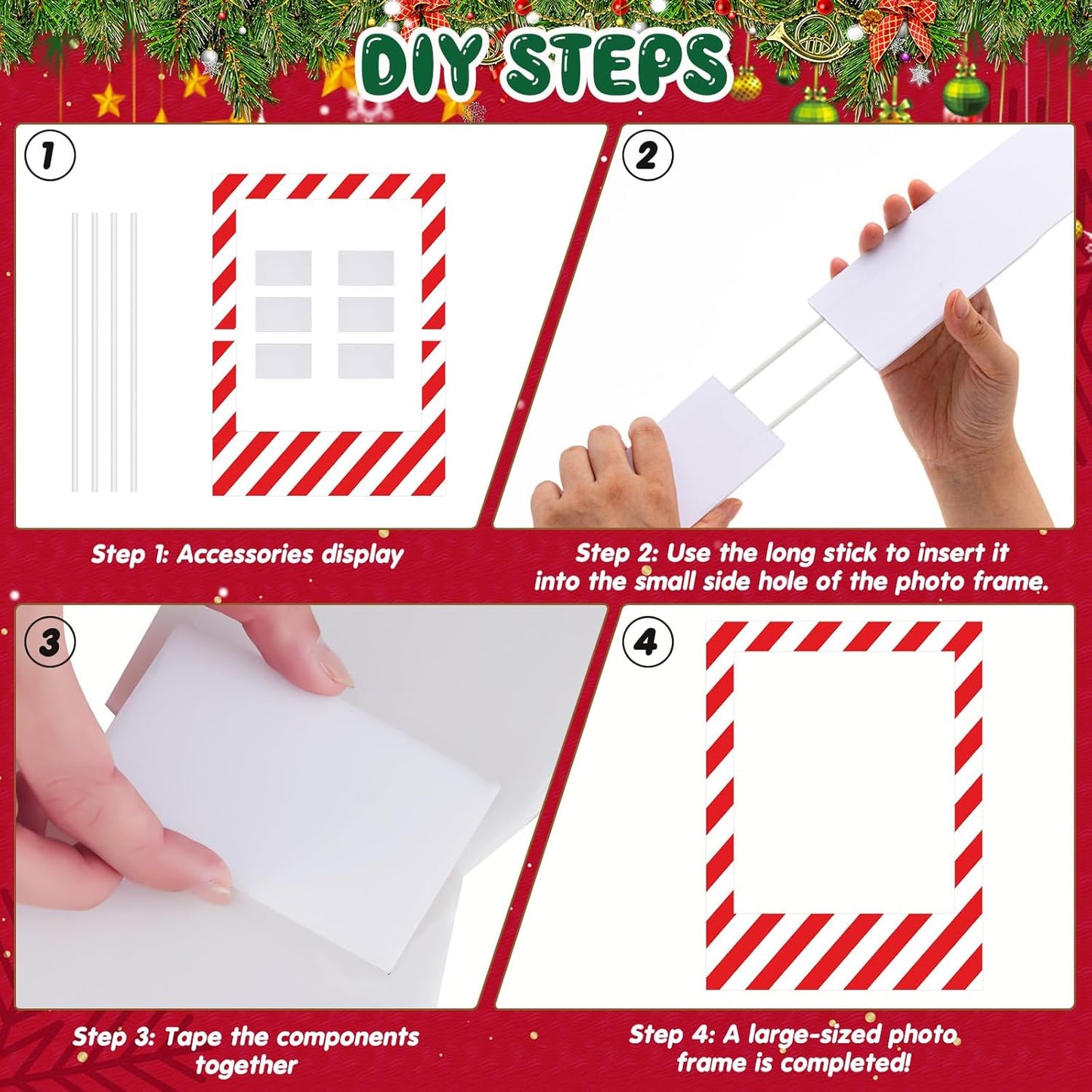 32 x 24 Inch Photo Booth Selfie Frame Prop Booth for Birthday Event Parties Large Blank DIY Cutout Props for Funny Decoration Christmas, Holiday Supplies