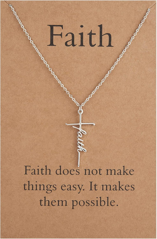 Lcherry Faith Cross Pendant Necklace for Women Religious Christian Jewelry Mother's Day Gifts for Women